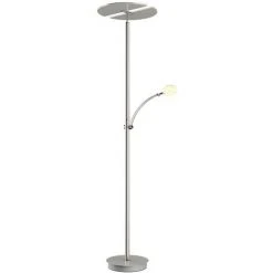 LUCANDE LED Lampadaire à Intensité Variable 'Anniki' En Métal Pour Salon & Salle à Manger - Nickel Satiné