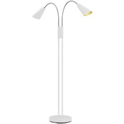 LUCANDE Lampadaire 'Medira' En Métal Pour Salon & Salle à Manger - Blanc, Doré