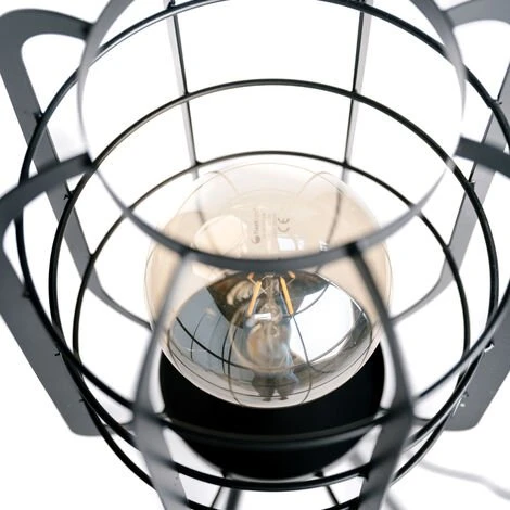 INTEMPORA Lampadaire Pied Salon Métal Industrielle Abat-Jour Forme Cage H140 CM - NOIR 5 INTEMPORA Lampadaire Pied Salon Métal Industrielle Abat-Jour Forme Cage H140 CM - NOIR – Image 3