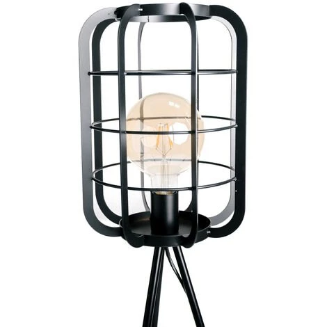 INTEMPORA Lampadaire Pied Salon Métal Industrielle Abat-Jour Forme Cage H140 CM - NOIR 6 INTEMPORA Lampadaire Pied Salon Métal Industrielle Abat-Jour Forme Cage H140 CM - NOIR – Image 4