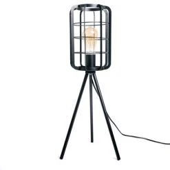 INTEMPORA Lampe De Table Métal Industrielle Noir Abat-Jour Forme Cage H61 CM - NOIR