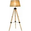 HOMCOM Lampadaire Trépied Hauteur Réglable 65 X 65 X 99-143 Cm Lampe De Sol 40 W Bois Style Nordique Beige - Beige
