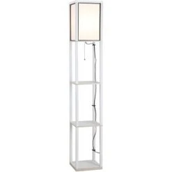 HOMCOM Lampadaire étagère Lampe étagère 26L X 26l X 160H Cm 3 étagères 4 Niveaux MDF Blanc - Blanc