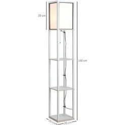 HOMCOM Lampadaire étagère Lampe étagère 26L X 26l X 160H Cm 3 étagères 4 Niveaux MDF Blanc - Blanc -Lampadaire Soldes 2022 25008880 3
