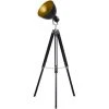 HOMCOM Lampadaire Trépied Style Industriel Hauteur Réglable Abat-jour Ajustable E27 40W Max. 65 X 65 X 100-144 Cm Bois Métal Noir Et Doré - Noir -Lampadaire Soldes 2022 25009337 1