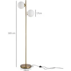 HOMCOM Lampadaire Design Néo-rétro 2 Boules Max. 40 W Métal Doré - Doré -Lampadaire Soldes 2022 25009349 3