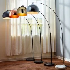 Lampadaire Arquer Arc Lampe De Salon Abat-jour Doré Pied Marbre Noir Teamson Home VN-L00012-EU - Or -Lampadaire Soldes 2022 25011879 3