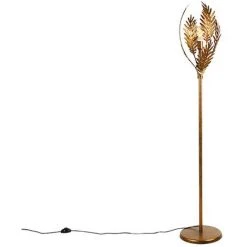 QAZQA Botanica - Lampadaire Rustique - 1 Lumière - H 170 Cm - Doré/Laiton - Rustique - Éclairage Intérieur - Salon I Chambre - Doré/Laiton