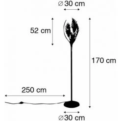 QAZQA Botanica - Lampadaire Rustique - 1 Lumière - H 170 Cm - Doré/Laiton - Rustique - Éclairage Intérieur - Salon I Chambre - Doré/Laiton -Lampadaire Soldes 2022 25096485 4