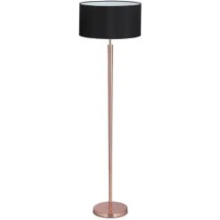 Relaxdays Lampe Droite, De Salon E27, Câble, Abat-jour En Tissu D 45 Cm, Lampadaire Vintage 156 Cm De Haut, Noir Doré