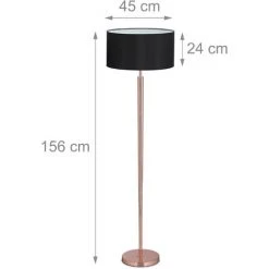 Relaxdays Lampe Droite, De Salon E27, Câble, Abat-jour En Tissu D 45 Cm, Lampadaire Vintage 156 Cm De Haut, Noir Doré -Lampadaire Soldes 2022 25128617 4