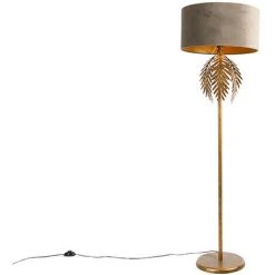 QAZQA Botanica - Lampadaire Avec Abat-jour Rustique - 1 Lumière - H 165 Cm - Taupe - Rustique - Éclairage Intérieur - Salon I Chambre - Taupe