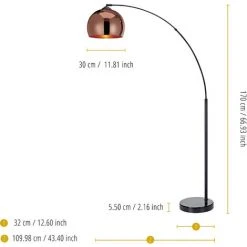 Lampadaire Arquer Arc Lampe De Salon Abat-jour Rose Doré Pied Marbre Noir Teamson Home VN-L00011-EU - Marron -Lampadaire Soldes 2022 26368435 4