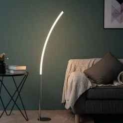 KOSILUM Lampadaire LED Minimaliste Courbé H140 Cm - Tobias - Argenté / Chromé