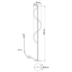 KOSILUM Lampadaire LED Chromé Design Ondulé - Savona - Argenté / Chromé -Lampadaire Soldes 2022 26802035 4
