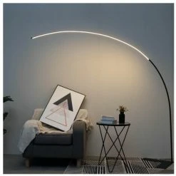 KOSILUM Grand Lampadaire LED Dimmable Design Courbé - Avellino - Noir