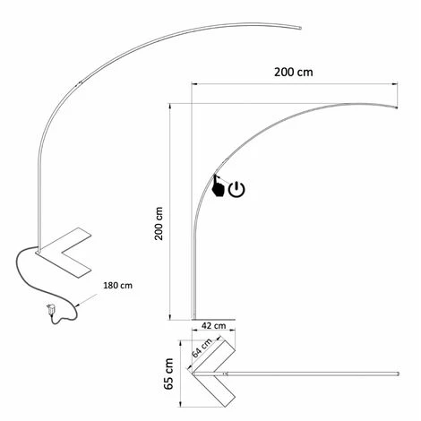 KOSILUM Grand Lampadaire LED Dimmable Design Courbé - Avellino - Noir 7 KOSILUM Grand Lampadaire LED Dimmable Design Courbé - Avellino - Noir – Image 5