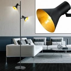 ETC-SHOP Lampe Sur Pied Rétro Spot De Salon Noir Dimmable Orientable Dans Un Ensemble Comprenant Des Lampes LED RVB -Lampadaire Soldes 2022 27102982 3