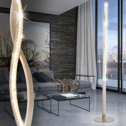 ETC-SHOP LED Cristal Vagues Lampe Sur Pied Argent Salon Design Plafonnier Lampe Effet Feuille -Lampadaire Soldes 2022 27119688 4