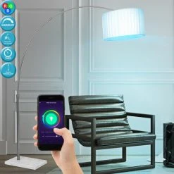 ETC-SHOP Lampe Sur Pied En Marbre App Et Commande Vocale Lampe En Arc à Intensité Variable Dans Un Ensemble Comprenant Des Ampoules LED RVB -Lampadaire Soldes 2022 27123065 4
