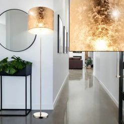 ETC-SHOP Lampe Sur Pied Pour Projecteur De Plafond GOLD Salon Salle à Manger éclairage Latéral Lampe Sur Pied Pour Projecteur De Plafond En Textile Dans Un Ensemble Comprenant Des Ampoules LED -Lampadaire Soldes 2022 27126459 3