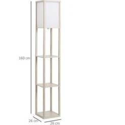 HOMCOM Lampadaire étagère Lampe étagère 26L X 26l X 160H Cm 3 étagères 4 Niveaux MDF Gris Clair -Lampadaire Soldes 2022 27155567 3