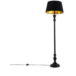 QAZQA Classico - Lampadaire Avec Abat-jour Moderne - 1 Lumière - H 155 Cm - Noir - Moderne - Éclairage Intérieur - Salon I Chambre I Cuisine I Salle à Manger - Noir