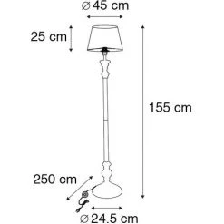 QAZQA Classico - Lampadaire Avec Abat-jour Moderne - 1 Lumière - H 155 Cm - Noir - Moderne - Éclairage Intérieur - Salon I Chambre I Cuisine I Salle à Manger - Noir -Lampadaire Soldes 2022 27162727 4