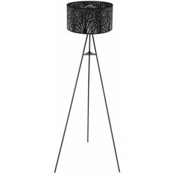 ETC-SHOP Lampe Sur Pied Noir Salon Plafonnier Lampe Textile Dans Un Ensemble Comprenant Des Ampoules LED -Lampadaire Soldes 2022 27193043 3