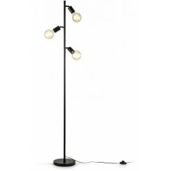 B.K.Licht Lampadaire à Pied, 3 Spots Pivotants, Douilles E27, Design Rétro Industriel En Métal Noir, Interrupteur à Pied, Livré Sans Ampoules -Lampadaire Soldes 2022 27245501 3