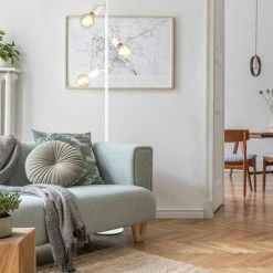 B.K.Licht Lampadaire à Pied, 3 Spots Pivotants, Douilles E27, Design Rétro Industriel En Métal Finition Blanche, Interrupteur à Pied, Livré Sans Ampoules -Lampadaire Soldes 2022 27245502 3