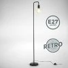 B.K.LICHT Lampadaire Rétro Design I Hauteur 140 Cm I Une Douille E27 I Interrupteur à Pied I Métal I Noir Mat I Sans Ampoule