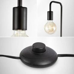 B.K.LICHT Lampadaire Rétro Design I Hauteur 140 Cm I Une Douille E27 I Interrupteur à Pied I Métal I Noir Mat I Sans Ampoule -Lampadaire Soldes 2022 27245530 3