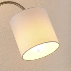 LINDBY Lampadaire Tissu 'Manu' En Textile Pour Salon & Salle à Manger - Blanc, Nickel Satiné -Lampadaire Soldes 2022 27825240 3