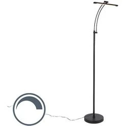 QAZQA Tableau - LED Dimmable Lampadaire Moderne Variateur Inclus - 1 Lumière - H 132 Cm - Noir - Moderne - Éclairage Intérieur - Salon I Chambre I Cuisine I Salle à Manger - Noir