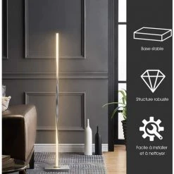 COSTWAY Lampadaire Salon Dimmable LED 122CM Moderne Créative En Spirale Avec Interrupteur Au Pied Pour Chambre Et Bureau 20W -Lampadaire Soldes 2022 28883511 4