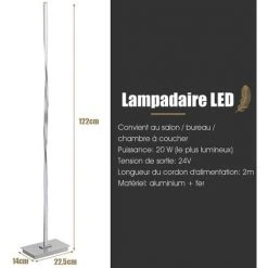 COSTWAY Lampadaire Salon Dimmable LED 122CM Moderne Créative En Spirale Avec Interrupteur Au Pied Pour Chambre Et Bureau 20W -Lampadaire Soldes 2022 28883511 5