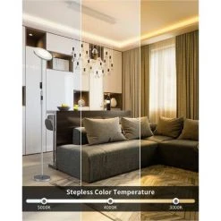 Anten 18W Lampadaire Led Lampe Sur Pied Led Avec Luminosité Réglable Lampadaire Salon Avec Télécommande Lampe Sur Pied Chambre Lumière à Choix 3000K/4000K/5000K, Couleur Gris -Lampadaire Soldes 2022 29101805 4