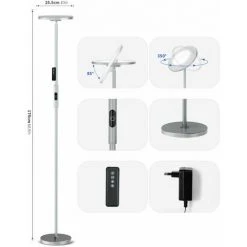 Anten 18W Lampadaire Led Lampe Sur Pied Led Avec Luminosité Réglable Lampadaire Salon Avec Télécommande Lampe Sur Pied Chambre Lumière à Choix 3000K/4000K/5000K, Couleur Gris -Lampadaire Soldes 2022 29101805 5