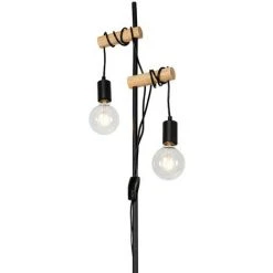QAZQA Dami - Lampadaire Rustique - 2 Lumière - H 164 Cm - Noir - Rustique - Éclairage Intérieur - Salon I Chambre I Cuisine I Salle à Manger - Noir -Lampadaire Soldes 2022 29418050 4