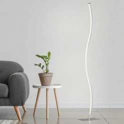 Lampadaire LED Argent Design Sur Pied Lampe De Salon éclairage Ondulé Wofi 3627.01.54.0001 -Lampadaire Soldes 2022 29428742 2