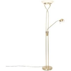 QAZQA Empoli - LED Dimmable Lampadaire Avec Lampe De Lecture Moderne Variateur Inclus - 1 Lumière - H 1800 Mm - Doré/Laiton - Moderne - Éclairage Intérieur - Salon I Chambre I Cuisine I Salle à Manger - Doré/Laiton