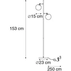 QAZQA Pallon - Lampadaire Art Deco - 2 Lumière - H 1530 Mm - Blanc - Art Deco - Éclairage Intérieur - Salon I Chambre I Cuisine I Salle à Manger - Blanc -Lampadaire Soldes 2022 29499596 4