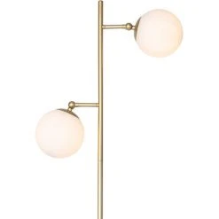 QAZQA Pallon - Lampadaire Art Deco - 2 Lumière - H 1530 Mm - Blanc - Art Deco - Éclairage Intérieur - Salon I Chambre I Cuisine I Salle à Manger - Blanc -Lampadaire Soldes 2022 29499596 5