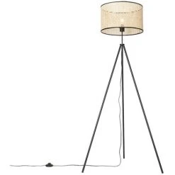 QAZQA Kata - Lampe De Table Trépied/tripode Rustique - 1 Lumière - H 151 Cm - Naturel - Rustique - Éclairage Intérieur - Salon I Chambre I Cuisine I Salle à Manger - Naturel