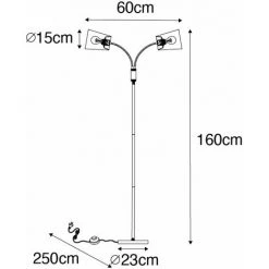 QAZQA Carmen - Lampe Sur Pied Bras Articulé Moderne - 2 Lumière - H 160 Cm - Noir - Moderne - Éclairage Intérieur - Salon I Chambre I Cuisine I Salle à Manger - Noir -Lampadaire Soldes 2022 29528120 4