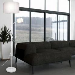 ETC-SHOP Lampe Sur Pied Blanc Salon Salle à Manger éclairage Latéral Projecteurs Textiles Lampe De Lecture Flexo Réglable -Lampadaire Soldes 2022 29882094 3