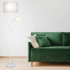 ETC-SHOP Lampe Sur Pied Blanc Salon Salle à Manger éclairage Latéral Projecteurs Textiles Lampe De Lecture Flexo Réglable -Lampadaire Soldes 2022 29882094 4