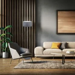 B.K.LICHT Lampadaire Tissu Gris I E27 I Abat-jour En Tissu 30 Cm I Câble De 140 Cm I Salon I Chambre I Moderne -Lampadaire Soldes 2022 30191553 3