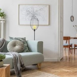 B.K.LICHT Retro Lampadaire Avec Abat-jour I Interrupteur à Pédale I Hauteur 159,6 Cm I E27 I Métal I Noir I Sans Ampoule -Lampadaire Soldes 2022 30191583 5